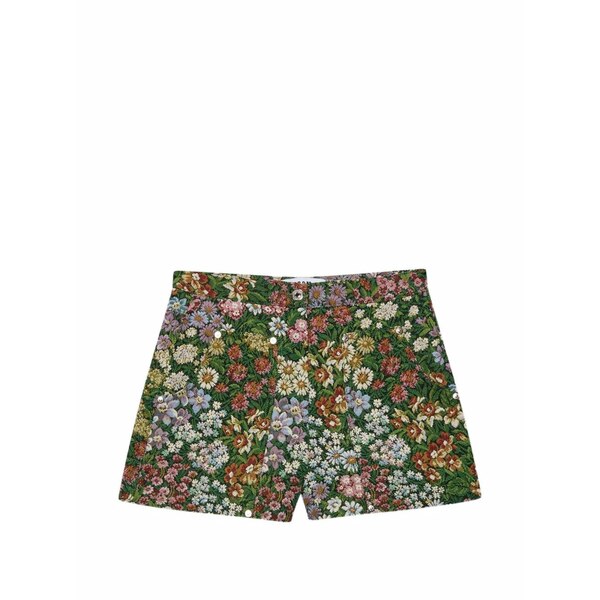 エムエスジイエム レディース 心地よいズボン下 ボトムス Floral-jacquard rivet-embellished shorts Green