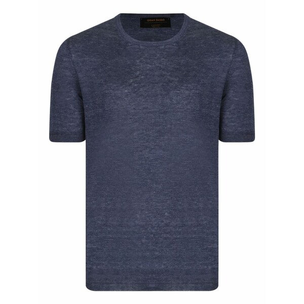 グランサッソ メンズ Tシャツ トップス Linen t-shirt Blue｜asty