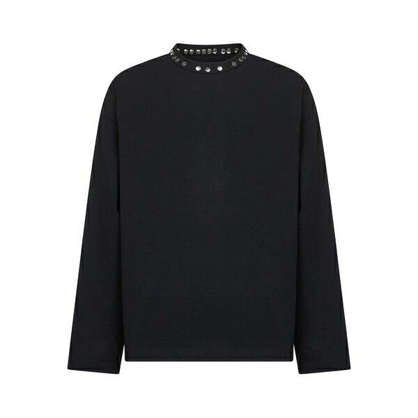 ジル・サンダー メンズ Tシャツ トップス Metal-stud crew-neck top Black｜asty
