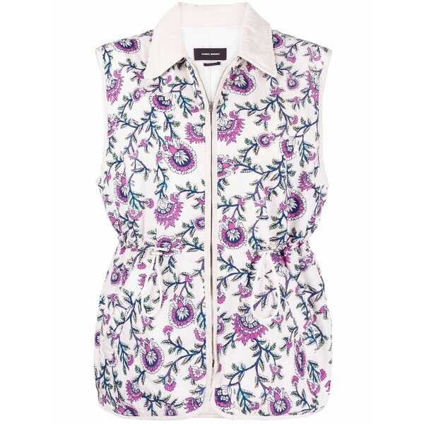 イザ呼びりん マラン レディース 厚地の外套 アウター Floral-print gilet Neutrals