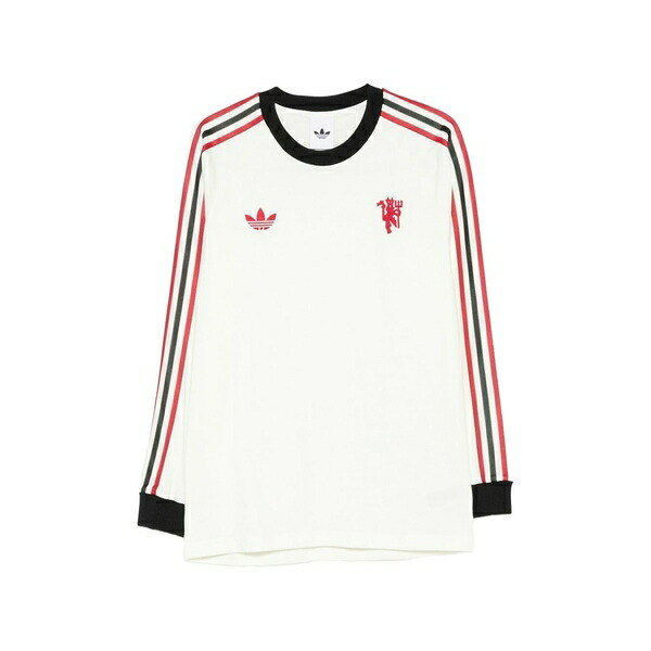 アディダス メンズ ティーシャツ トップス Manchester united 3-stripes graphic-print t-shirt White