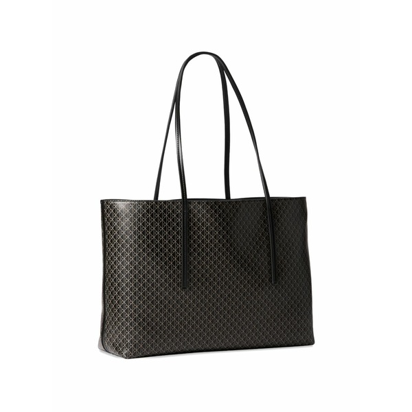 カルバンクライン レディース トートバッグ バッグ Monogram-pattern logo-plaque tote bag Black｜asty