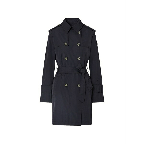 ピューテリー レディース 厚地の外套 アウター Double-breasted belt-fastening coat Blue