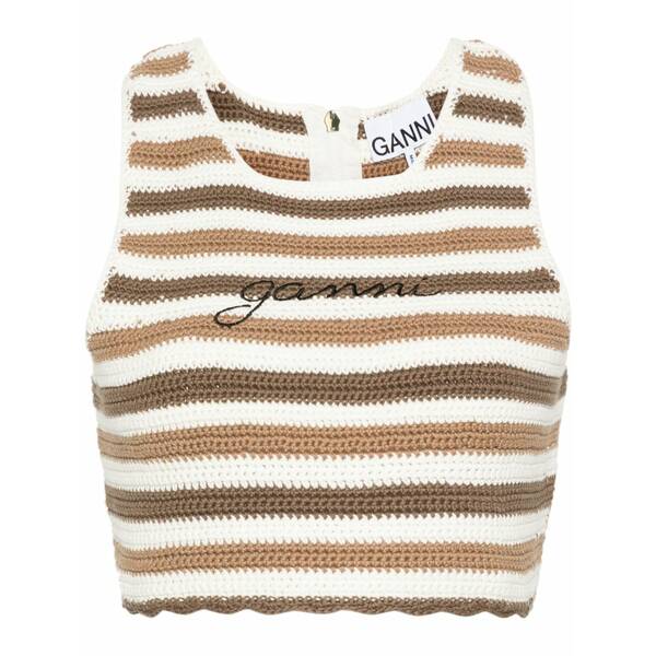 ガニー レディース カットソー トップス Striped organic cotton tank top Brown