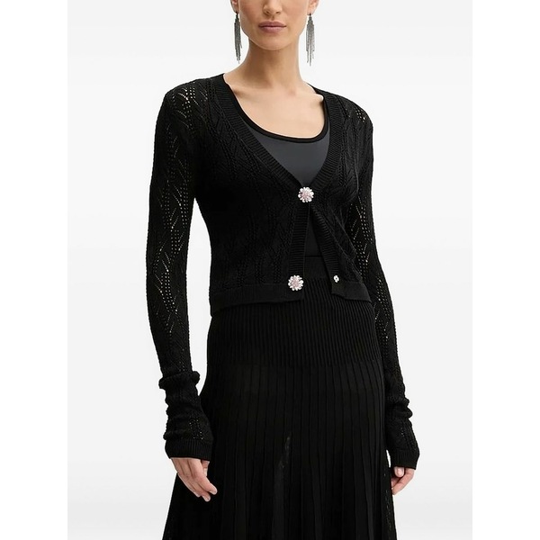 シルビアンヒーチ レディース ジレー アウター Lace-insert button cardigan Black