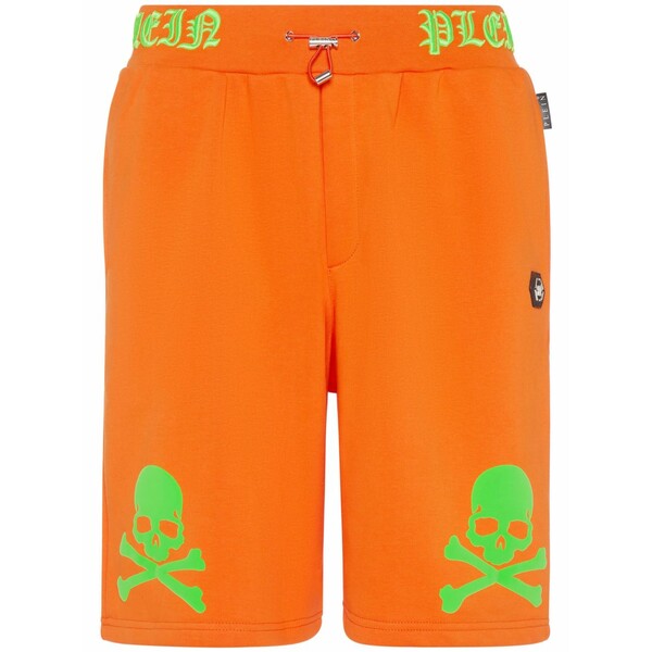 フィリップ飾り気の無い メンズ 心地好いズボン下 ボトムス Skull\u0026bones logo-embroidered shorts Orange