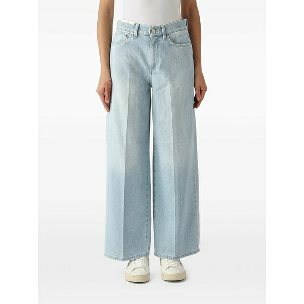 PTトリノ レディース ジーンズズボン下 ボトムス Pressed-crease wide-leg jeans Blue