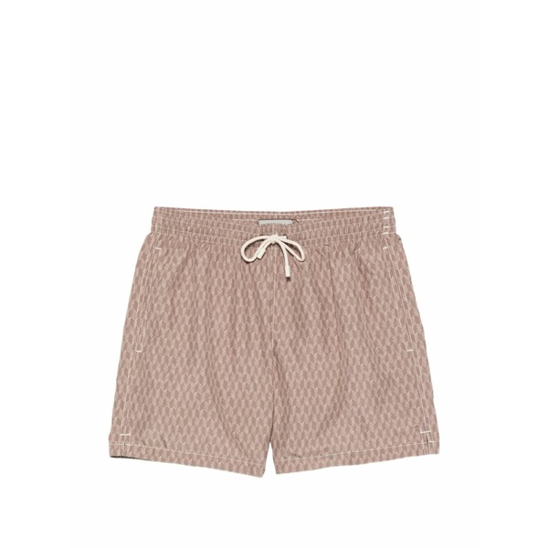 カナーリ メンズ 心地よいズボン下 ボトムス Patterned drawstring swim shorts Brown