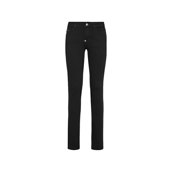 フィリップ飾り気のない レディース ジーンズズボン下 ボトムス Logo-plaque slim-fit denim jeans Black