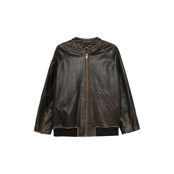 アルマ レディース 上衣＆上衣 アウター Azzura leather bomber jacket Brown