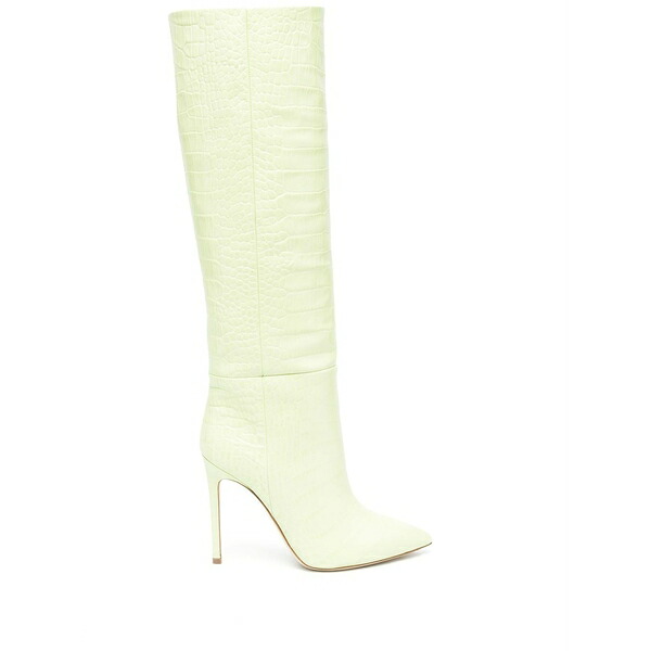 パリテキサス レディース ブーツ シューズ 100mm crocodile-effect leather boots Green｜asty