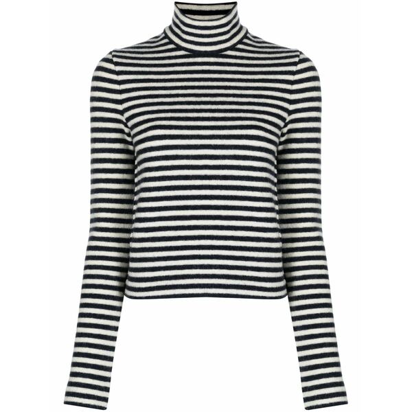 ジル・サンダー レディース 編み物\u0026スウェーター アウター Logo-patch striped wool sweater Blue