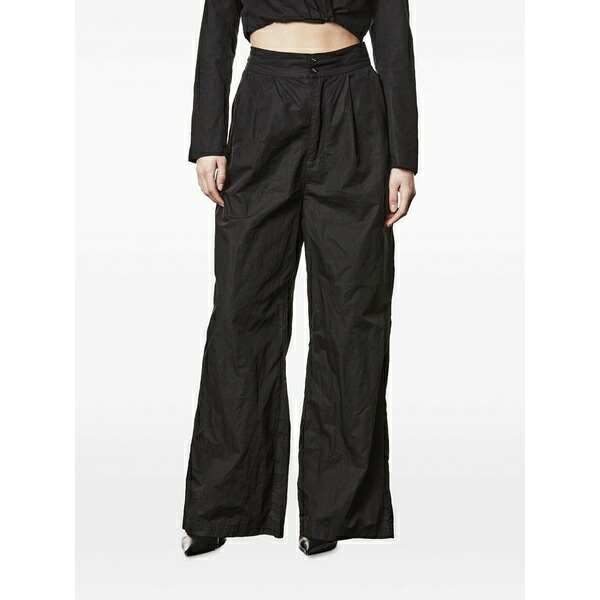 トム・Cr レディース 心地好いズボン下 ボトムス Pleated side-pockets palazzo trousers Black