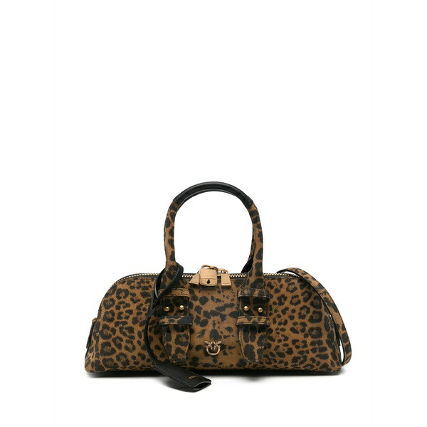 ピンコ レディース トートバッグ バッグ Leopard-print padlock tote bag Brown｜asty