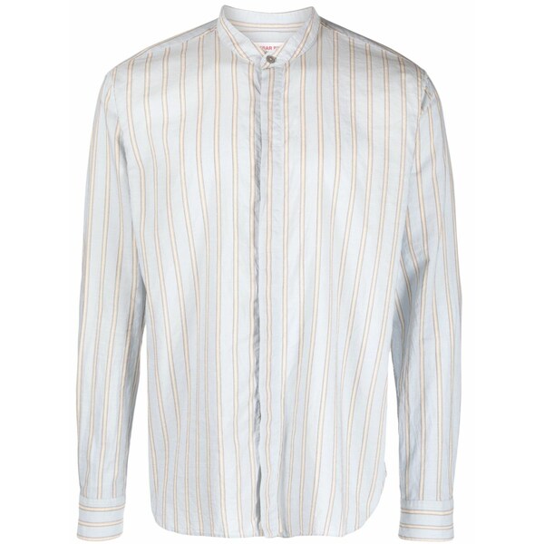 オールバー ブラウン メンズ シャツ トップス Dekker striped long-sleeve shirt Blue｜asty 43,680円