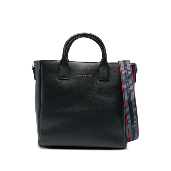 トミー ヒルフィガー レディース トートバッグ バッグ Logo strap tote bag Black｜asty