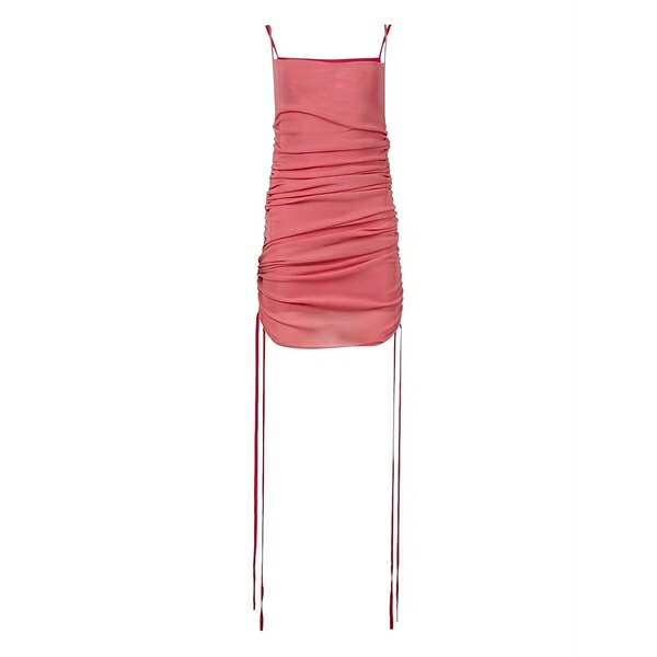 ディオンリー レディース ワンピース トップス Ribbed drawstring dress Pink|asty