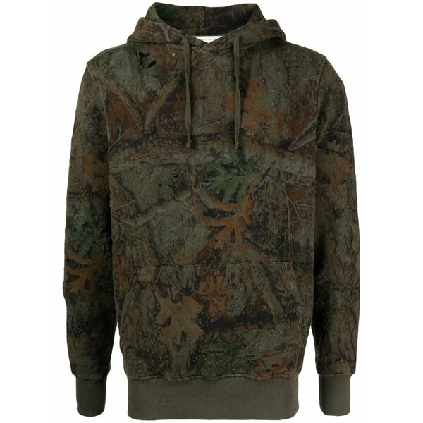 1017 アリクス 9 エスエム メンズ パーカー・スウェットシャツ アウター Abstract-print cotton hoodie Green｜asty