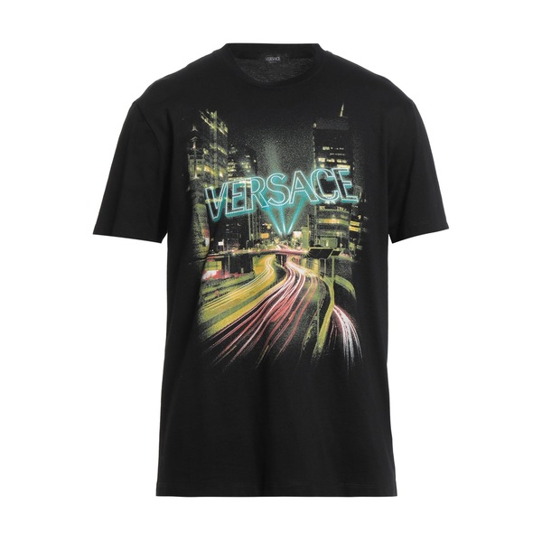 【貨物輸送無料】 ヴェルサーチ メンズ プルオーバー トップス T-shirts Black