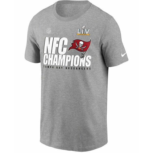 ナイキ メンズ Tシャツ トップス Men's Heathered Gray Tampa Bay Buccaneers 2020 NFC  Champions Locker Room Trophy Collection T-shirt ○手数料無料!!