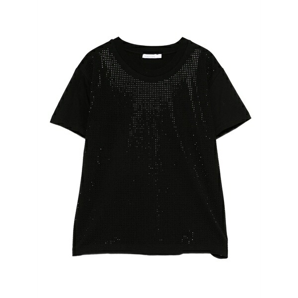 パトリツィア ペペ レディース ティーシャツ トップス Rhinestone-embellished t-shirt Black