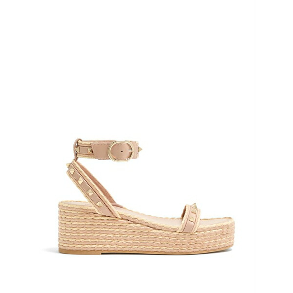 ヴァレンティノ ガラヴァーニ レディース サンダル シューズ  rockstud flatform sandals インチ calfskin 45粍 Neutrals
