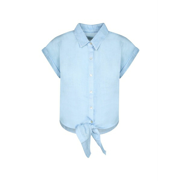 １２０％リノ レディース プルオーバー トップス Tie-fastening short-sleeve shirt Blue