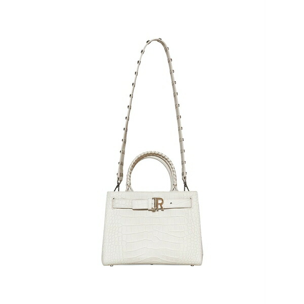 ジョン バージニアの州都 レディース トートバッグ 御徒面子 Croc-effect studded tote bag White