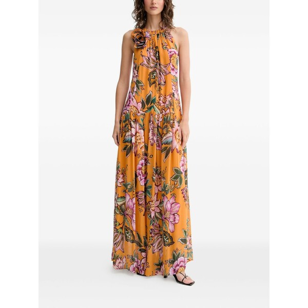耕園 リオ レディース 衣裳 トップス Wonderful bouquet maxi dress Orange