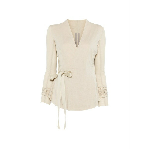 リックオウエンス レディース ジレー アウター V-neck ribbon cardigan Neutrals
