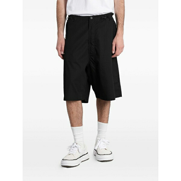 マハリシ メンズ 心地好いズボン下 ボトムス Drawstring-waist drop-crotch shorts Black