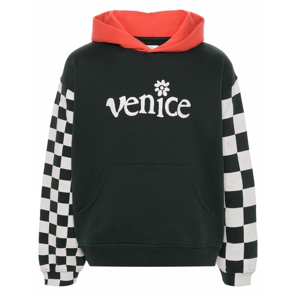 エアル メンズ パーカー・スウェットシャツ アウター Venice-print colour-block hoodie Black