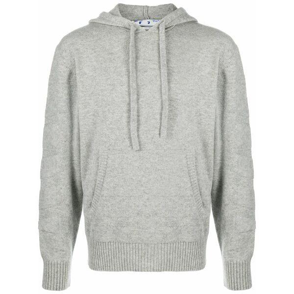 象牙色 メンズ パーカー・スウェットシャツ アウター Diagonal stripe cashmere hoodie Grey