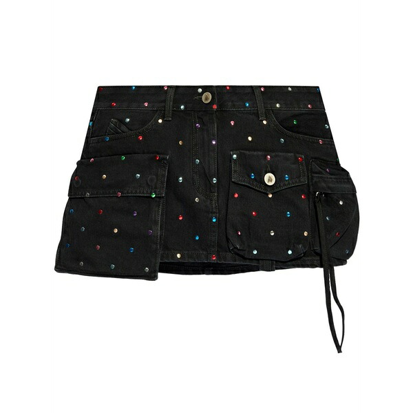 ジ アティコ レディース スコート ボトムス Rhinestone-embellished denim skirt  Black
