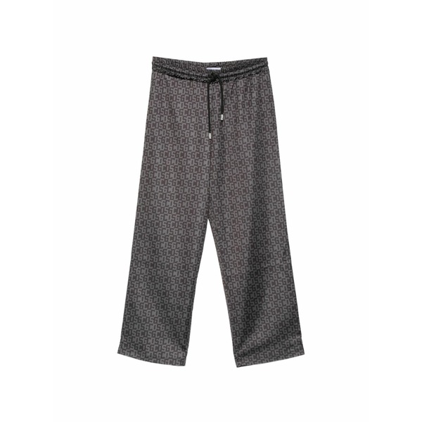ジーシーディーエス メンズ 心地好いズボン下 ボトムス Monogram-print drawstring track pants Black