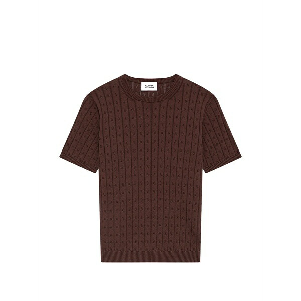 アルファス テューディオ メンズ 編み物\u0026プルオーバー アウター Short-sleeved sweater Brown