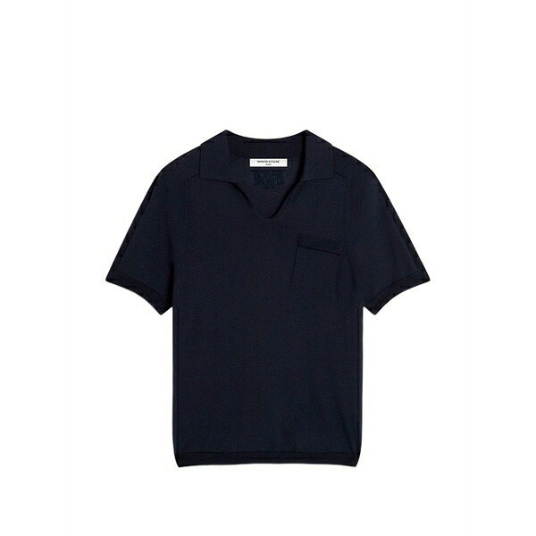 住み家 稲荷 メンズ ティーシャツ トップス Knitted v-neck shirt Blue