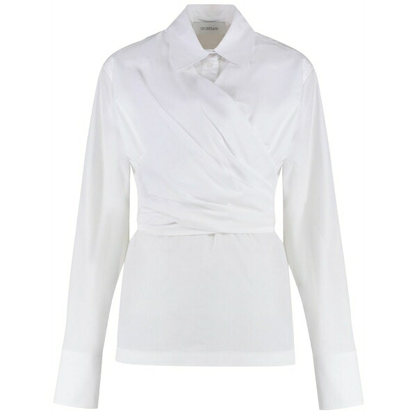 運動競技マックス レディース プルオーバー トップス Oggi belted shirt White