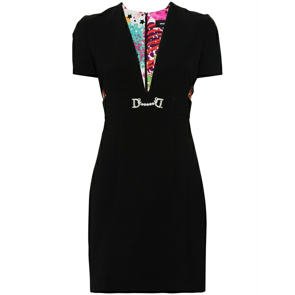 ディースクエアード レディース 衣裳 トップス Logo-plaque cutout-detail dress Black