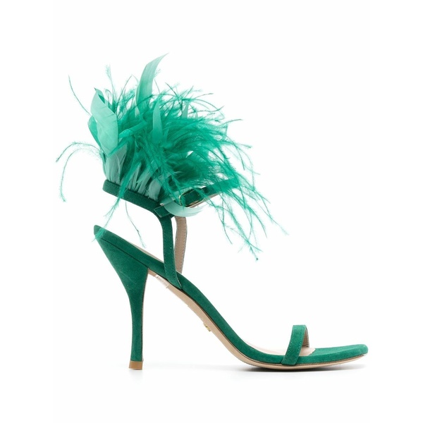 スチュアート ワイツマン レディース サンダル シューズ Plume 100粍 feather-detail sandals Green