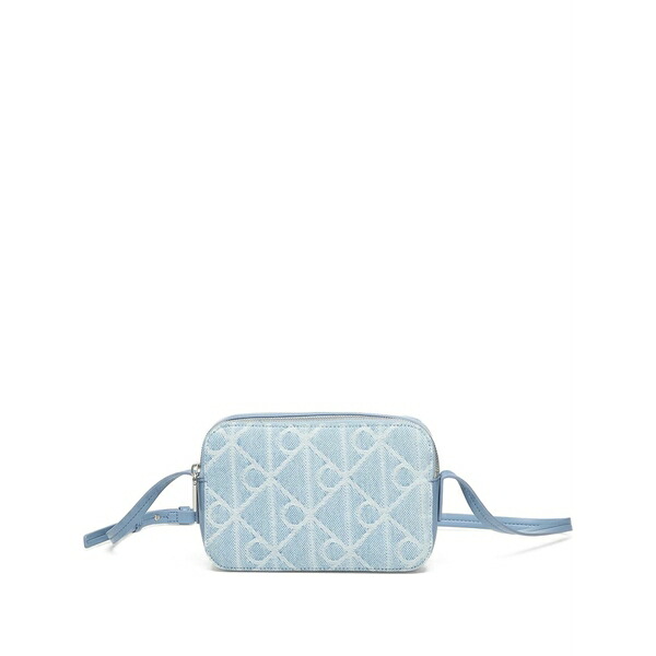 カルバンクライン レディース ショルダーバッグ 御徒面子 Monogram-pattern denim shoulder bag Blue