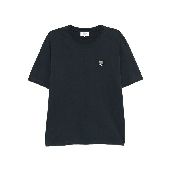 棲み家 稲荷 メンズ ティーシャツ トップス Fox head cotton t-shirt Blue
