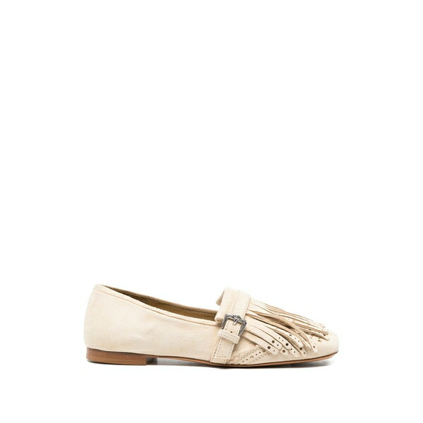 エルマンノ シェルヴィーノ レディース スリッポン・ローファー シューズ Fringe buckle loafers Neutrals