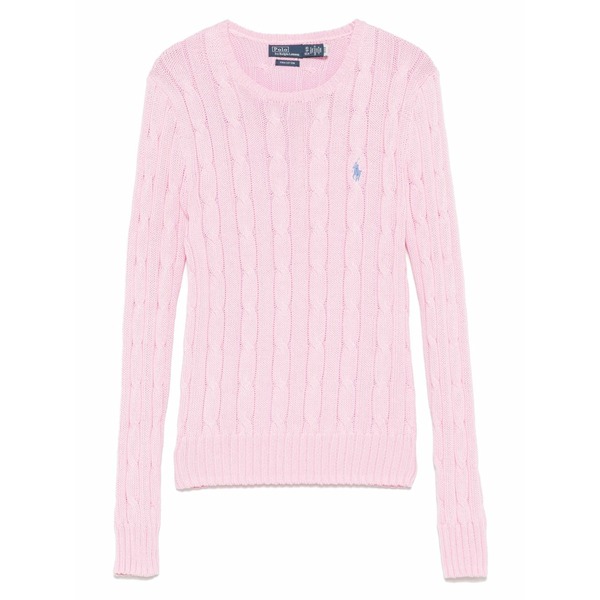 ラルフローレン レディース 編み物\u0026プルオーバー アウター Cable-knit logo sweater Pink