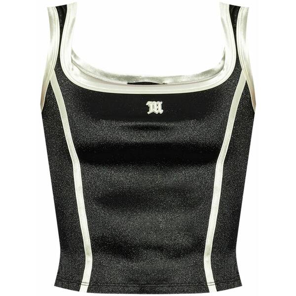 ミスビヘイブ レディース カットソー トップス Logo satin tank top Black