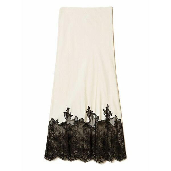 ツイン書き割り レディース スコート ボトムス Midi lace-trimmed skirt White