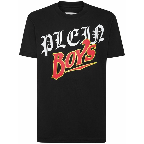 フィリップ飾り気のない メンズ ティーシャツ トップス Slogan-print cotton t-shirt Black