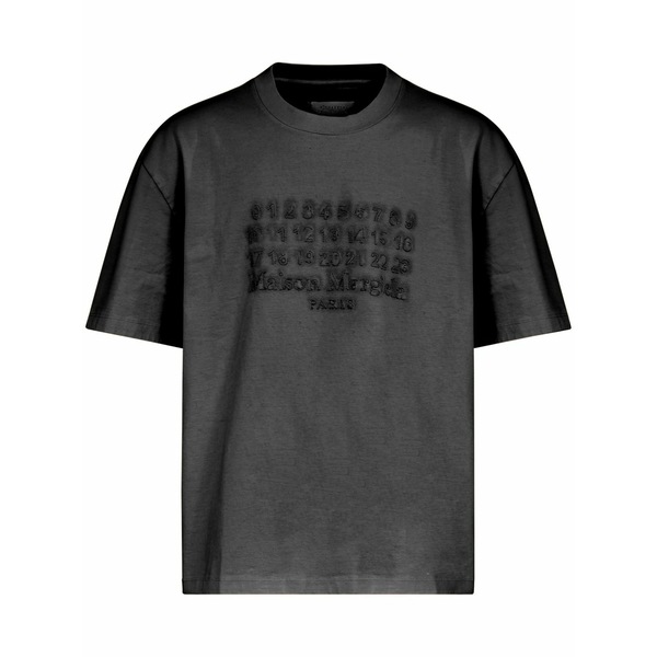 マルタンマルジェラ メンズ ティーシャツ トップス Logo-embroidered cotton t-shirt Black