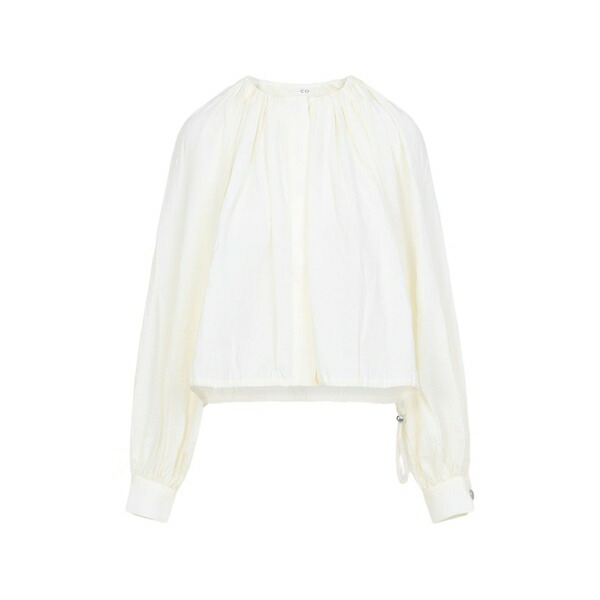 コー レディース プルオーバー トップス Drawstring gathered blouse White