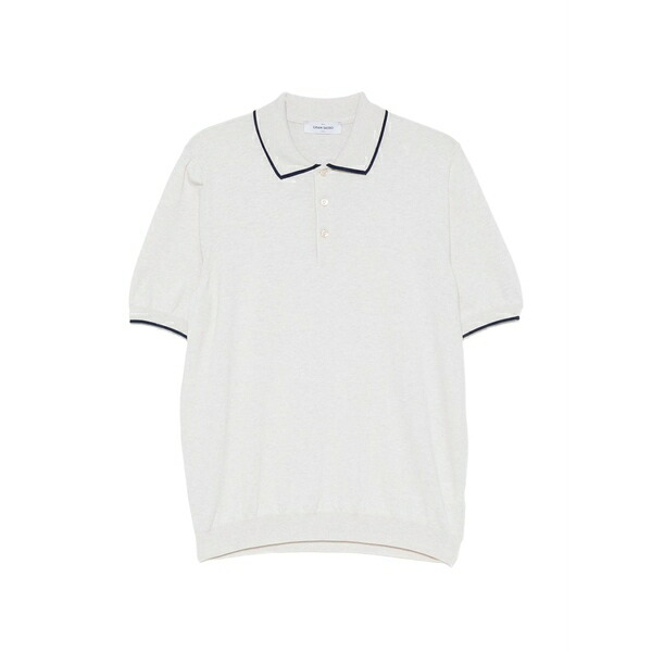グランサッソ メンズ スポーツシャツ トップス Contrast-trim short-sleeve polo shirt Neutrals